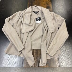 NWT Simply Vera Wang Metallic Mayhem Sweater Jacket Cardigan Womens‎ Size S Tan